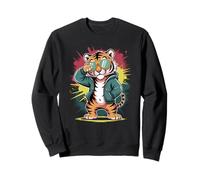Tigre Dabbing Cool avec Lunettes de Soleil Dancing Tiger Big Cat Sweatshirt