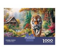 Tigre dans la Forêt 3 Couches Carton Tigre dans la Forêt Puzzle, Entraînement Cerveau Adultes, Décompression, Décor Mural & Cadeau Bureau Loisirs 38x26cm/1000pcs