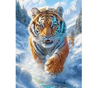 Tigre dans la forêt magique enneigée 1000 Pièces Puzzle Famille En Carton Sans Déformation Scène de conte de fées dessin animé Difficulté Moyenne Activité Familiale Anti-Stress Jeu De Société Soirée E