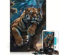Tigre dans Un Arbre, Puzzle de 1000 pièces sur Fond Cosmique pour Adultes, Jouet Intelligent et apaisant, découpe précise, Objet de Collection 38x26cm