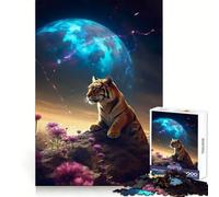 Tigre dans Un décor Floral de Mars Puzzle 1000 pièces pour Adultes Jeu de logique et de complicité Cadeau de qualité supérieure 38x52cm