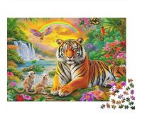 Tigre dans Un Paradis de la Jungle Puzzle Classique Printemps de rêve 1000 Pièces De Puzzle Carton Recyclé pour Amateurs Couleurs Vives Challenge/Difficile Nouveau Modèle Réduit 70x50cm/1000pcs