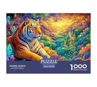 Tigre dans Un Pays Imaginaire rempli de Cristaux Puzzle De 1000 Pièces Tiger Idéal pour Hommes, Femmes, Personnes Âgées Et Seniors 52x38cm/1000pcs