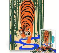 Tigre dans Une forêt de bambous Puzzle 1000 pièces pour Adultes Jeu de logique et de complicité Cadeau de qualité supérieure 38x26cm