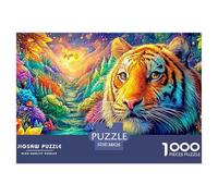 Tigre dans Une scène de forêt Vivante et Lumineuse Puzzle De 1000 Pièces Tiger Cadeau d'anniversaire Parfait pour Enfants Et Adultes 38x26cm/1000pcs
