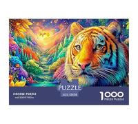 Tigre dans Une scène de forêt Vivante et Lumineuse Puzzle De 1000 Pièces Tiger Élément Essentiel pour Les Soirées De Jeux en Famille, Adultes Et Enfants 52x38cm/1000pcs
