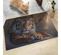 Tigre des Cavernes Tapis Entree Interieur, Animaux Sauvages Antidérapant et Doux Paillasson Lavable en Machine pour Couloir entrée ou Cuisine, 45 x 75 cm