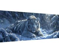 Tigre Diamond Painting Adulte, Neige Broderie Diamant Painting Kit Complet, Bricolage 5D Peinture Diamant Painting Grande Point de Croix Diamond art Enfants Cadeaux, Murale Décoration 150x60cm
