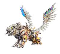Tigre du Bengale avec ailes mécaniques colorées 3D en métal, kit de puzzle à monter soi-même, modèle steampunk, art fantaisie, décoration d'intérieur, cadeau pour adultes