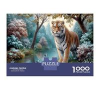 Tigre du Bengale Puzzles 1000 Pièces en Papier Recyclé Snow Ruisseau forestier pour Grands-Parents Anti-Stress Renforcement Familial Qualité Premium 52x38cm/1000pcs