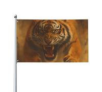 Tigre En Colère Qui Court Garden Flag Couleurs Vives Drapeau De Jardin Décoratif Bannière Pour Célébrations Bar Jardin Balcon 90X150Cm