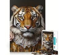 Tigre en Tenue Royale Puzzle de 1000 pièces pour Adolescents Jeu de réflexion Activité à la Maison Cadeau attentionné et Original 38x52cm