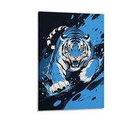 Tigre Féroce Tableau Mural, Sauvagerie des Animaux Affiche Œuvre D'art | Impression Image Sur Toile, Unique Décor Intérieure Pour Salon Couloir, Cadeau 16x24inch(40x60cm)