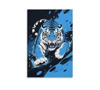Tigre Féroce Tableau Mural, Sauvagerie des Animaux Affiche Œuvre D'art | Impression Image Sur Toile, Unique Décor Maison Pour Salon Chambre, Cadeau 24x36inch(60x90cm)