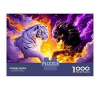 Tigre feu Glace 1000 Pièces Puzzle Premium Pouvoir élémentaire des bêtes Coffret Puzzle Carton Premium - Seniors, Concentration, Cadeau Maison Neuve Et Pause Bureau 70x50cm/1000pcs