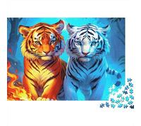 Tigre feu Mythe Puzzle 1000 Pièces Adulte sans Poussière,Puzzle Difficile énigme De Compétence Logique pour Une Activité Zen,Puzzle Cadeau d'anniversaire 52x38cm/1000pcs