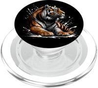 Tigre Fier avec des éclaboussures de Peinture artistiques PopSockets PopGrip pour MagSafe