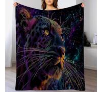 Tigre, Galaxie Couverture Polaire Moelleux Doux et Chaud,Animaux fantastiques Salon Couverture de canapé pour Ados adultes200 x 200cm Couleurs néon