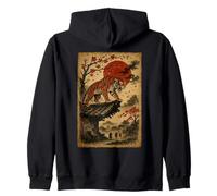 Tigre Japonais Vintage avec Cerisier en Fleurs d'arbre en Bois Sweat à Capuche