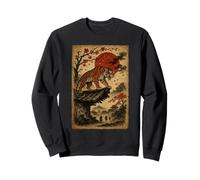 Tigre Japonais Vintage avec Cerisier en Fleurs d'arbre en Bois Sweatshirt