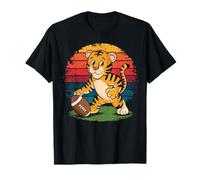 Tigre Jouant au Football Américain Rétro Vintage Tigre Amoureux T-Shirt