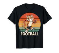 Tigre Jouant au Football Américain Rétro Vintage Tigre Amoureux T-Shirt