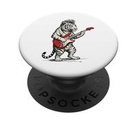 Tigre Jouant de la Guitare Rock & Roll Tigers Rocker Music PopSockets PopGrip Adhésif