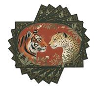 Tigre Léopard Sets De Table Lavable 45x30cm, Lot de 2 Lavables Résistants à La Chaleur Sets De Table Minimalisme Rétro pour Banquet Cuisine Décoration De Fête, Rouge