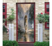 Tigre Majestueux 3D Portephoto Stickers, Amovible éTanche PVC Auto-adhésif Autocollants Porte, Animal Porte Muraux Auto-adhésif Stickers pour Décoration Intérieure 90x200 cm