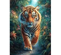 Tigre Marchant dans la forêt 1000 Pieces Casse-tête pour Ado en Carton Épais Rigide Mythes Conte de fées Facile Débutant Jeu De Société Soirée Entre Amis Cadeau Anniversaire Premium 1000 PCS