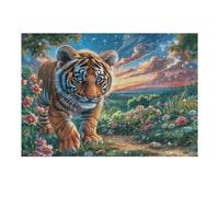 Tigre Marchant forêt 300 Pièces Puzzle Collectionneur en Carton Haute Densité Épais Haute Difficulté Décoration Murale Oeuvre d'art Cadeau Noël Premium 300 PCS