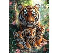 Tigre mère et Son Petit 1000 Pieces Casse-tête Débutant en Carton Anti-Déchirure Contes de fées Animaux Sauvages fantastiques Facile Apprentissage Loisir Créatif Décoration Murale Petit Prix Pas Che