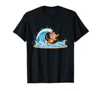 Tigre Mignon Dessin animé sur Une Grande Vague de l'océan T-Shirt