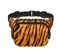 Tigre Motif rayé Unisexe Taille réglable Carré Double Couche Sac banane pour activités de plein air Voyage, Course à Pied Randonnée, Noir , Taille unique