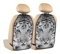 Tigre Noir et Blanc,Lot de 2 Tapis de Protection pour siège arrière de Voiture, Organisateur de siège arrière Durable