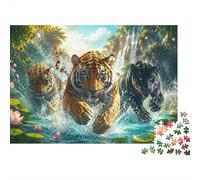 Tigre Panthère Eau Puzzle, 1000 Pièces Jeu D'intérieur Adulte | 38x26cm Accent Salon, Carton, Fans De Puzzle, Exercice Cérébral, Cadeau Ami