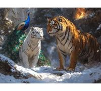 Tigre Peinture Diamant Adulte, DIY Diamond Painting Complet, Paon Diamond Painting Artisanat Strass Point de Croix Loisirs Créatifs Adultes, Décoration Murale Maison Peinture Diamant 80x120 cm W-7137