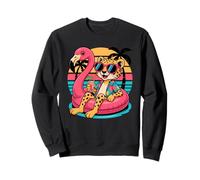 Tigre Plage Été Vacances Bouée Piscine Flamant Rose Sweatshirt