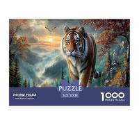 Tigre Puzzle 1000 Pièces Jouet en Bois Jeu D'Intelligence Décoration Intérieure Vallée de Montagne d'automne Challenge Toy Adultes Et Enfants À Partir De 14 Ans 52x38cm/1000pcs
