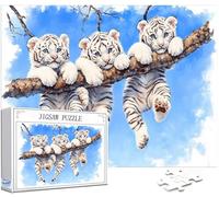 Tigre Puzzle 1500 Pièces Adultes, 5D DIY Puzzle Animal Couleur Puzzles, Jigsaw Jeu éducatif effrayant, Ddifficile pour Adultes avec Emballage Cadeau for Decoration Chambre Murale Cadeau Homme,Model456