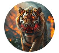 Tigre Puzzle Rond De 1000 Pièces pour Adultes Animauxs Das Tier Wild Animauxs Beast Filles Décompression Progressive Réduction du Stress Cadeau Familiale 1000pcs (67.5x67.5cm)