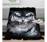 Tigre Réaliste 3D Impression Couverture Microfibre Décor Maison Tiger Plaid Doux pour Canapé Chambre Adulte 60x80(150x200cm)