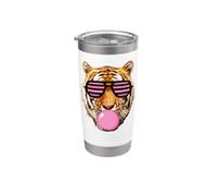 Tigre rose rayé mignon tigre avec lunettes Gobelet isotherme en acier inoxydable double paroi