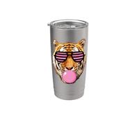 Tigre rose rayé mignon tigre avec lunettes Gobelet isotherme en acier inoxydable double paroi