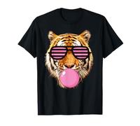 Tigre Rose rayé Mignon Tigre avec Lunettes T-Shirt