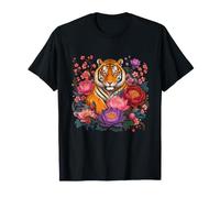Tigre Sauvage dans Un Jardin de Lotus avec Fleurs de Sakura T-Shirt