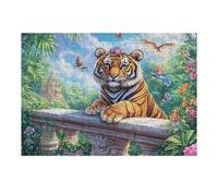 Tigre sur la Plateforme de Pierre 300 Pièces Puzzle Créatif en Carton Anti-Déchirure Feline Pillar Sunset Difficulté Moyenne Activité Manuelle Loisir Créatif Cadeau Fête des Mères Premium 300 PCS