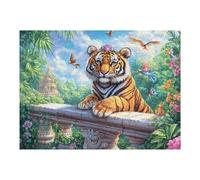 Tigre sur la Plateforme de Pierre 500 Pièces Puzzle Collectionneur en Carton Rigide sans Déformation Feline Pillar Sunset Très Difficile Motif Complexe Décoration Murale Qualité Premium 500 PCS