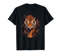 Tigre traqueur féroce Parmi Les lys Sauvages Sombres T-Shirt