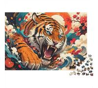 Tigre Vague Soleil 1000 Pièces Mini Puzzle pour Adolescents Relaxant | 70x50cm Papier Ornement De Chambre Surface Lisse Cadeau D'anniversaire